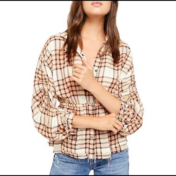 NWOT We the Free (Free People) Pacific Dawn Plaid Shirt Size XS - Picture 2 of 10